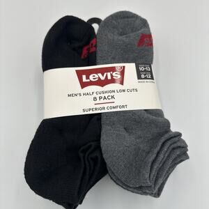 Levi's Mens Socks Cushioned Black White Gray Low Cut Comfort Athletic - 8 PAIR